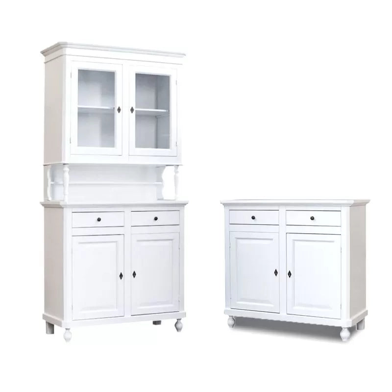 Set 1 cristalliera 1 credenza classica legno shabby chic bianco opaco - Mobili 2G