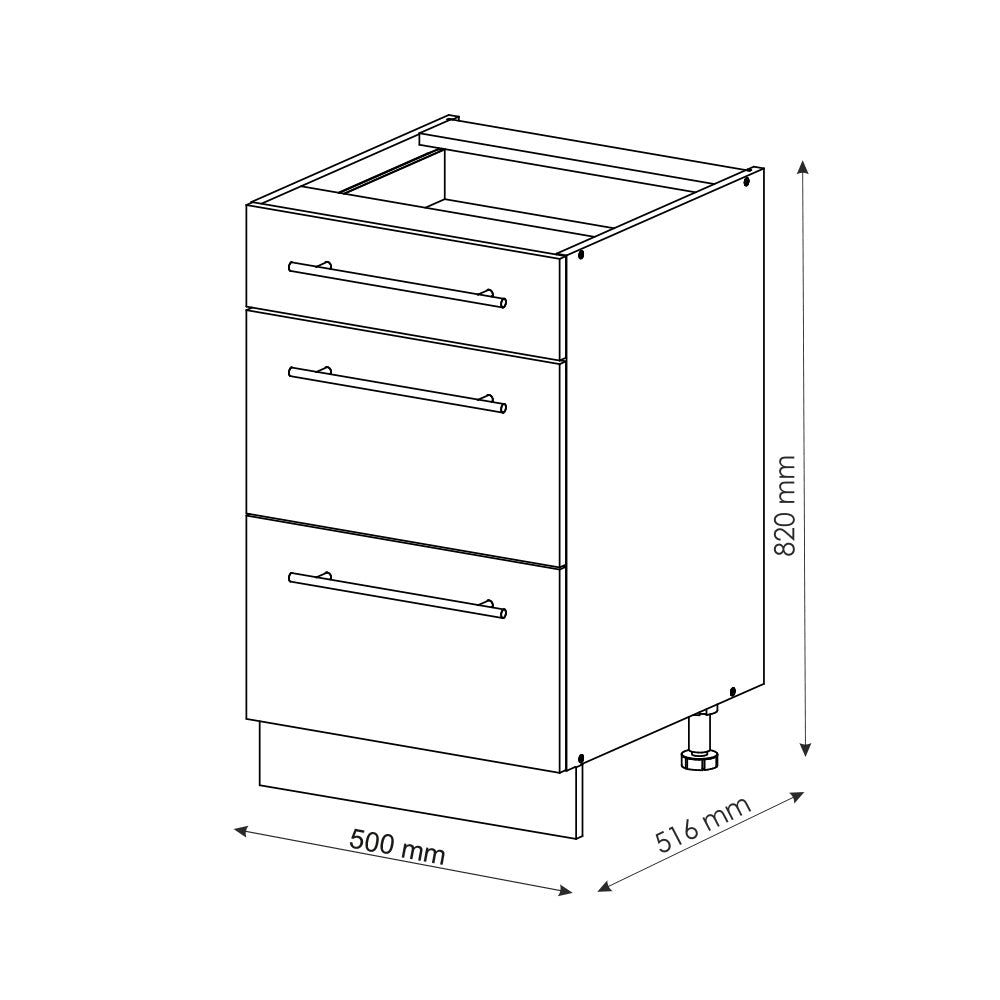 Mobiletto base per cucina Fame-Line Antracite-oro/Rovere dorato 50 cm senza piano di lavoro Vicco