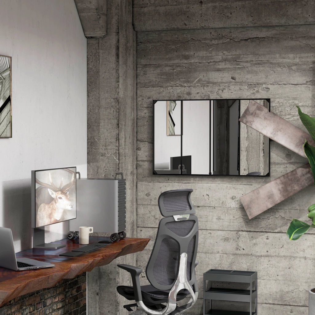 Specchio Muro Vetro Rettangolare Stile Industriale ¨C zephmum ¨C Nero Metallo 109x69 cm