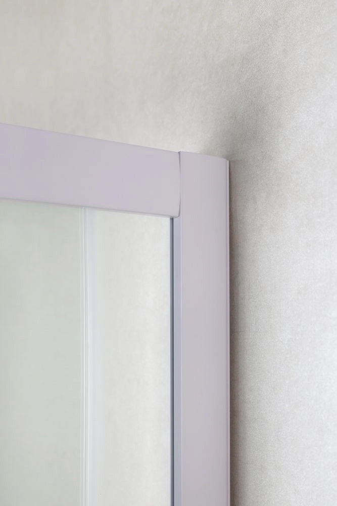 Box Doccia Angolare Cristallo 4 MM Serigrafato Telaio in Alluminio Bianco - Misura: 70 x 80 x 185h 