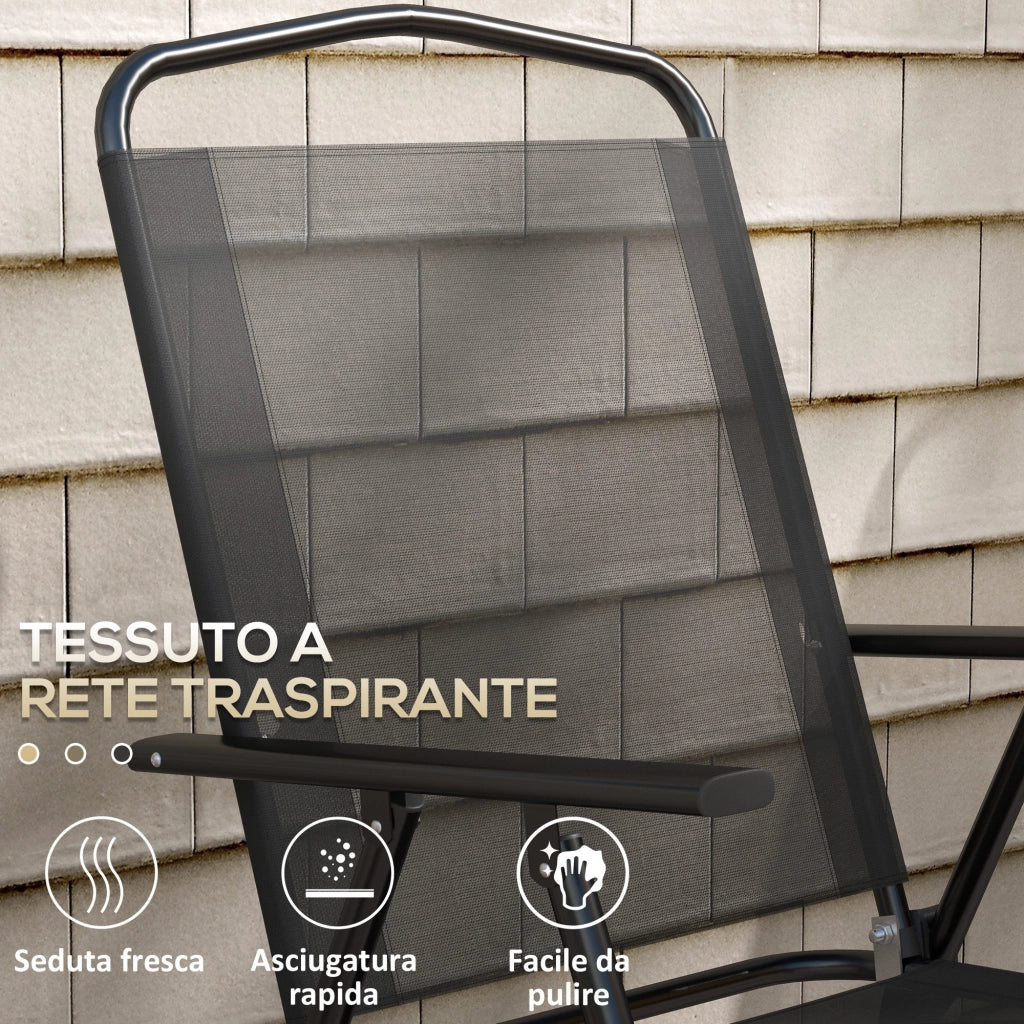 Set Giardino 3 Pezzi con Sedie e Tavolino ¨C zephmum ¨C Metallo Nero