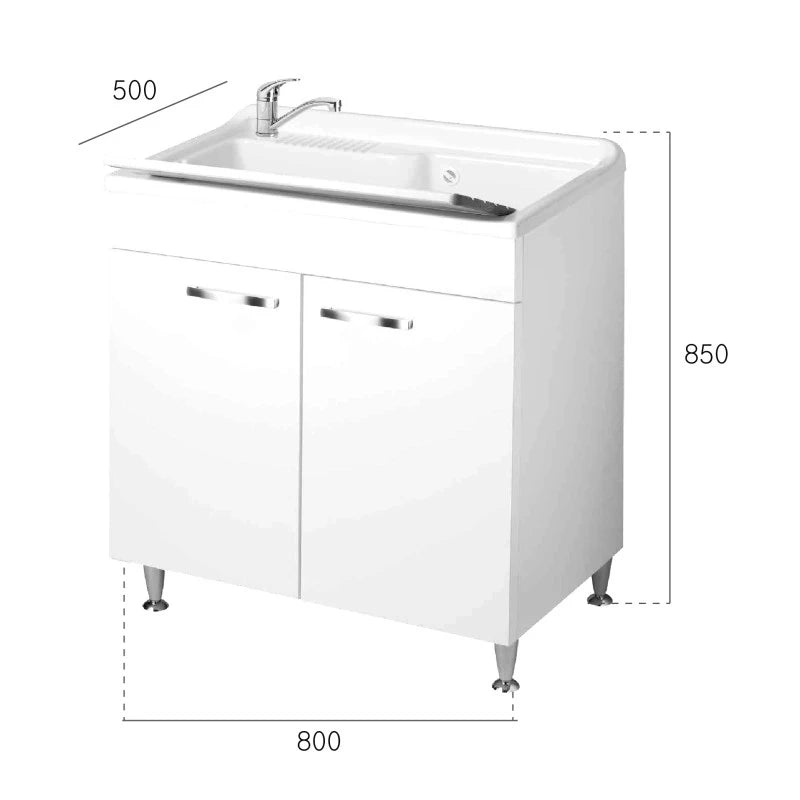 Lavatoio 80x50 tutta vasca a due ante con cestello - serie Classica