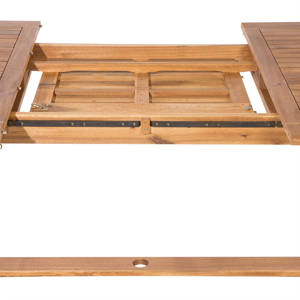 Set da pranzo per esterni in legno di acacia chiaro con cuscini grigi tavolo a 8 posti sedie pieghevoli design rustico