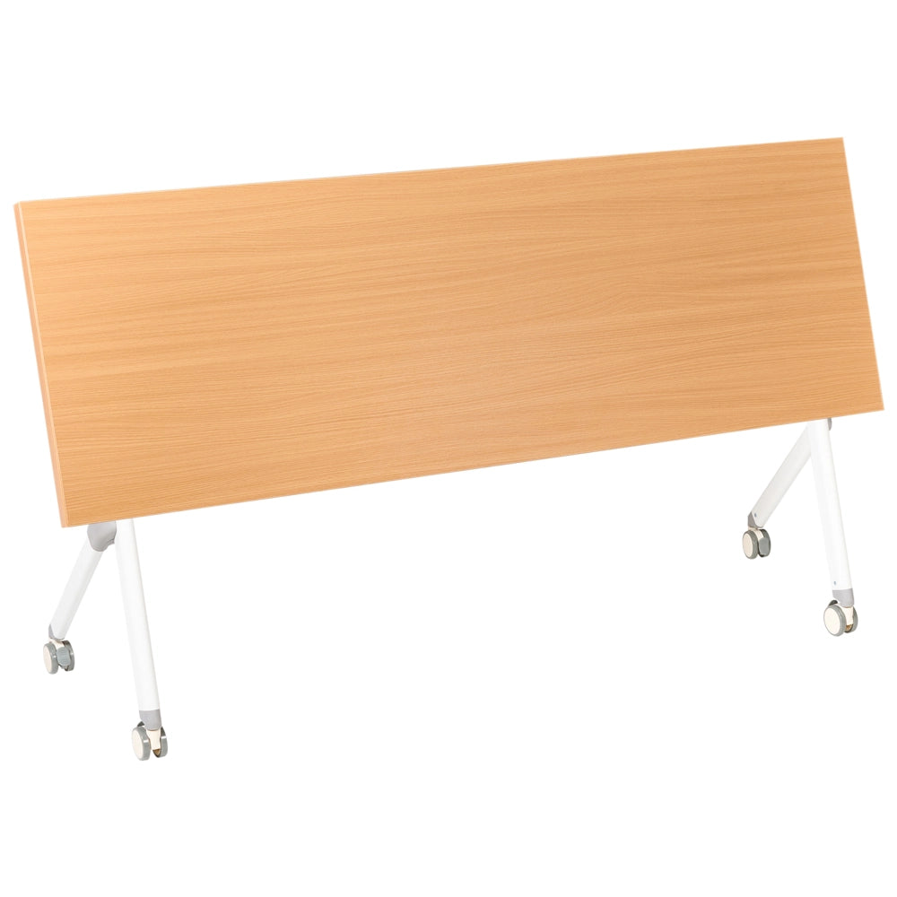 Scrivania da ufficio pieghevole con struttura in metallo marrone e bianco piano in MFC 180 x 60 cm tavolo pieghevole portatile con rotelle