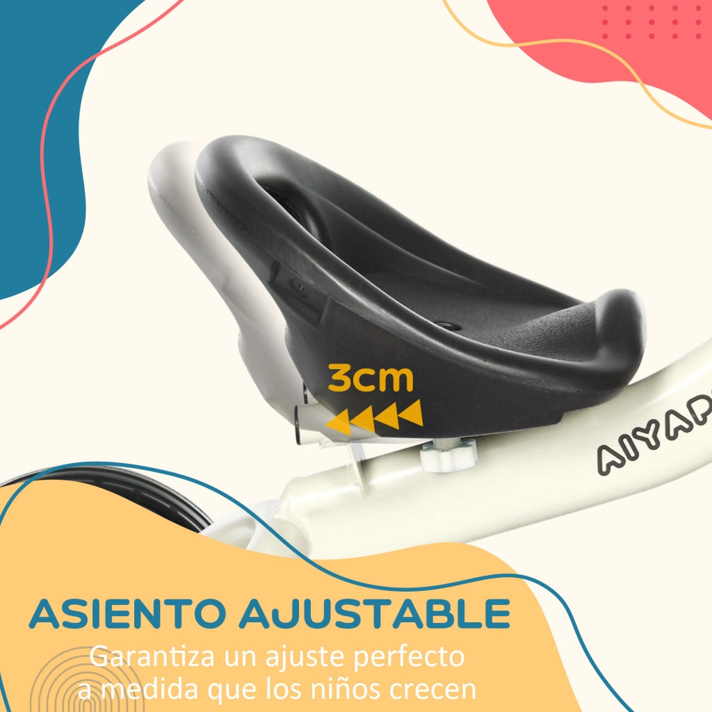 Triciclo per Bambini 2-5 Anni con Cestino e Campanello ¨C zephmum ¨C Crema 70.5x53x58 cm