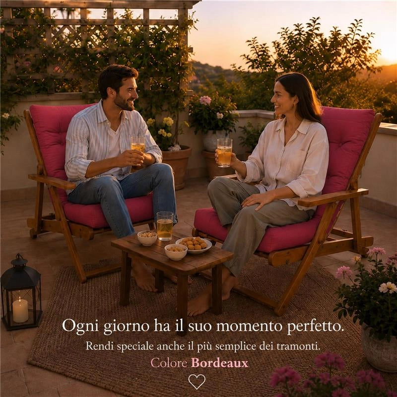 CUSCINO IMBOTTITO TINTA UNITA ROSSA PER RICAMBIO POLTRONA RELAX COMODONA IN LEGNO