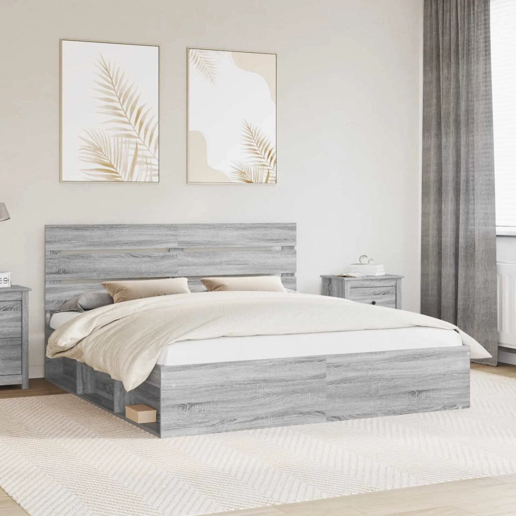 Struttura del letto Grigio Sonoma 200 x 200 cm Pino massello 3411709
