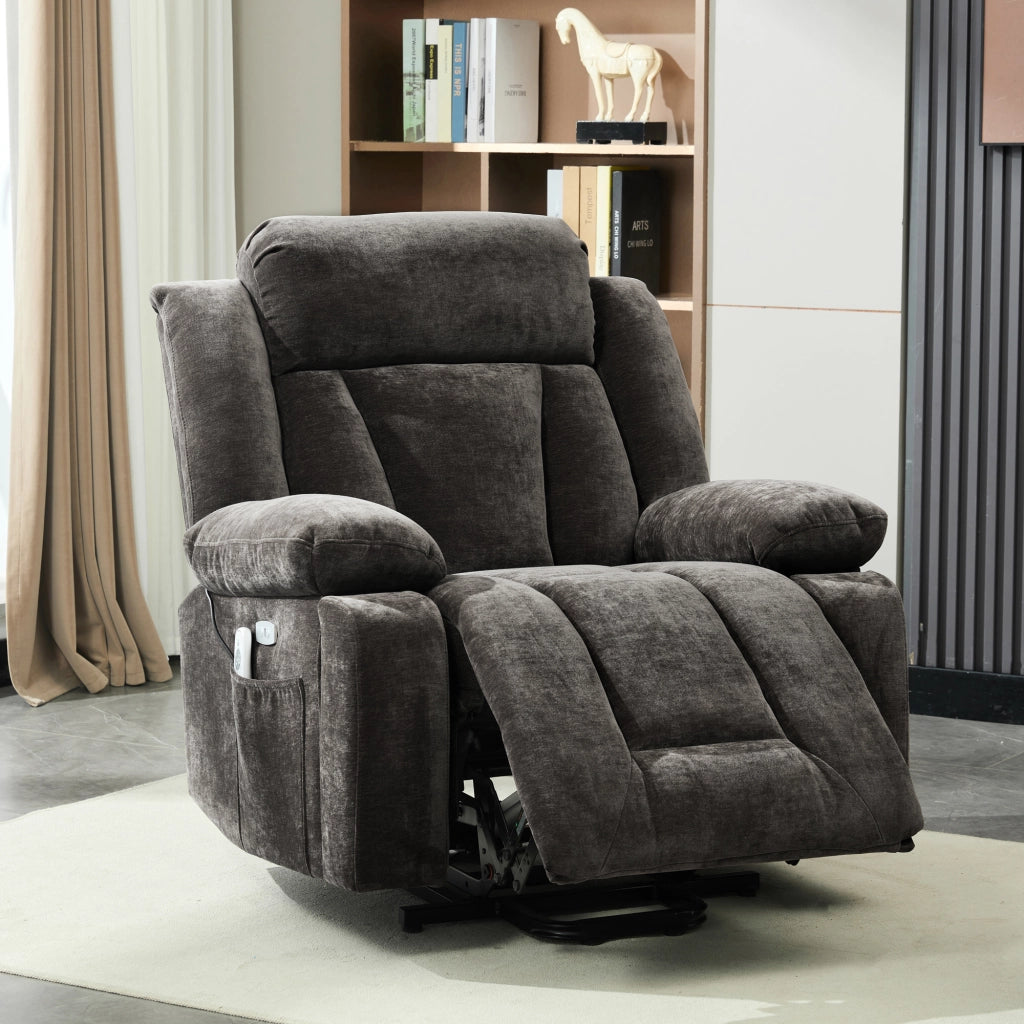POLTRONA Relax elettrica massaggiante 95x94x107 cm Tessuto Marrone