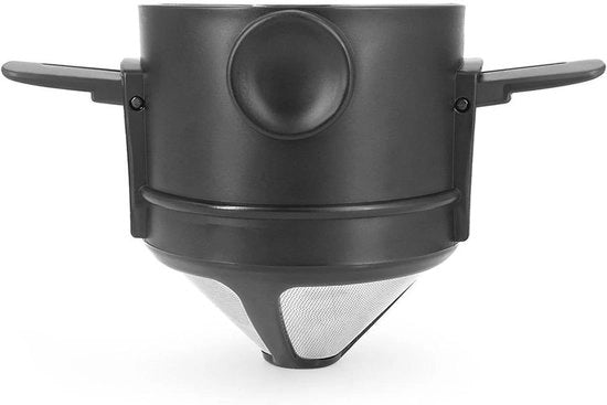 Filtro a cono per caffè in acciaio inossidabile per la preparazione del caffè in viaggio o in campeggio nero