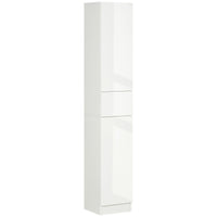 Colonna Bagno 1 Cassetto 2 Armadietti 30x28x170 cm in Legno truciolare e MDF Bianco Lucido