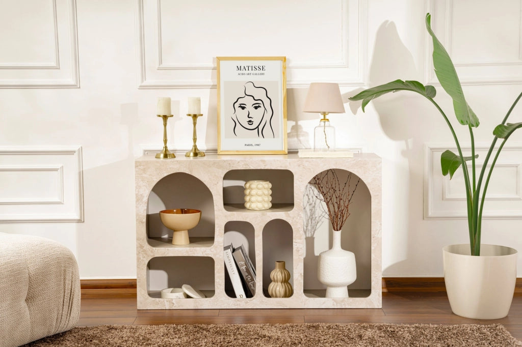 Credenza in legno "Liva" - 120 x 37 x 74 cm - Travertino