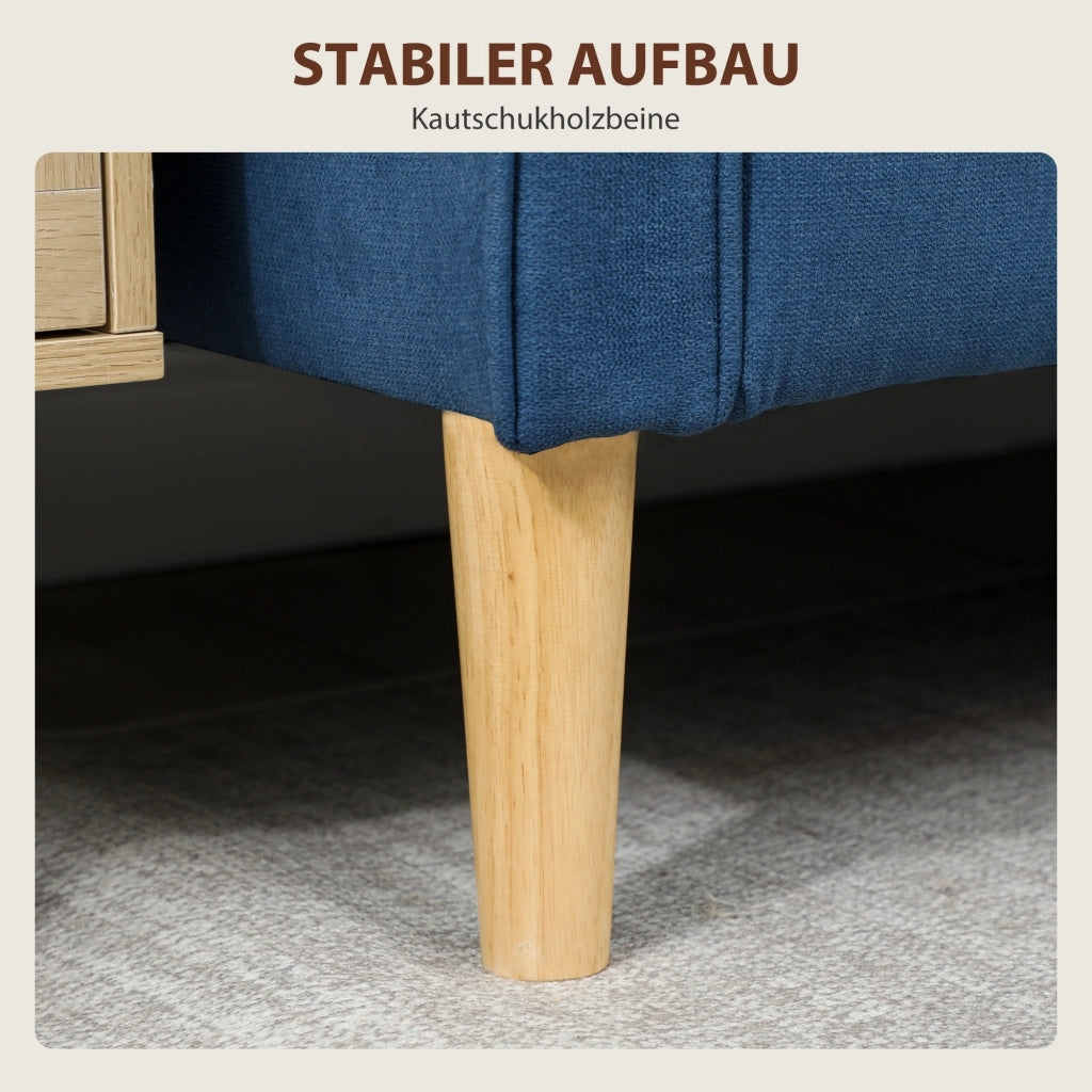 Divano 2 posti con contenitore ¨C zephmum ¨C blu, tessuto trapuntato, 117x62x78 cm