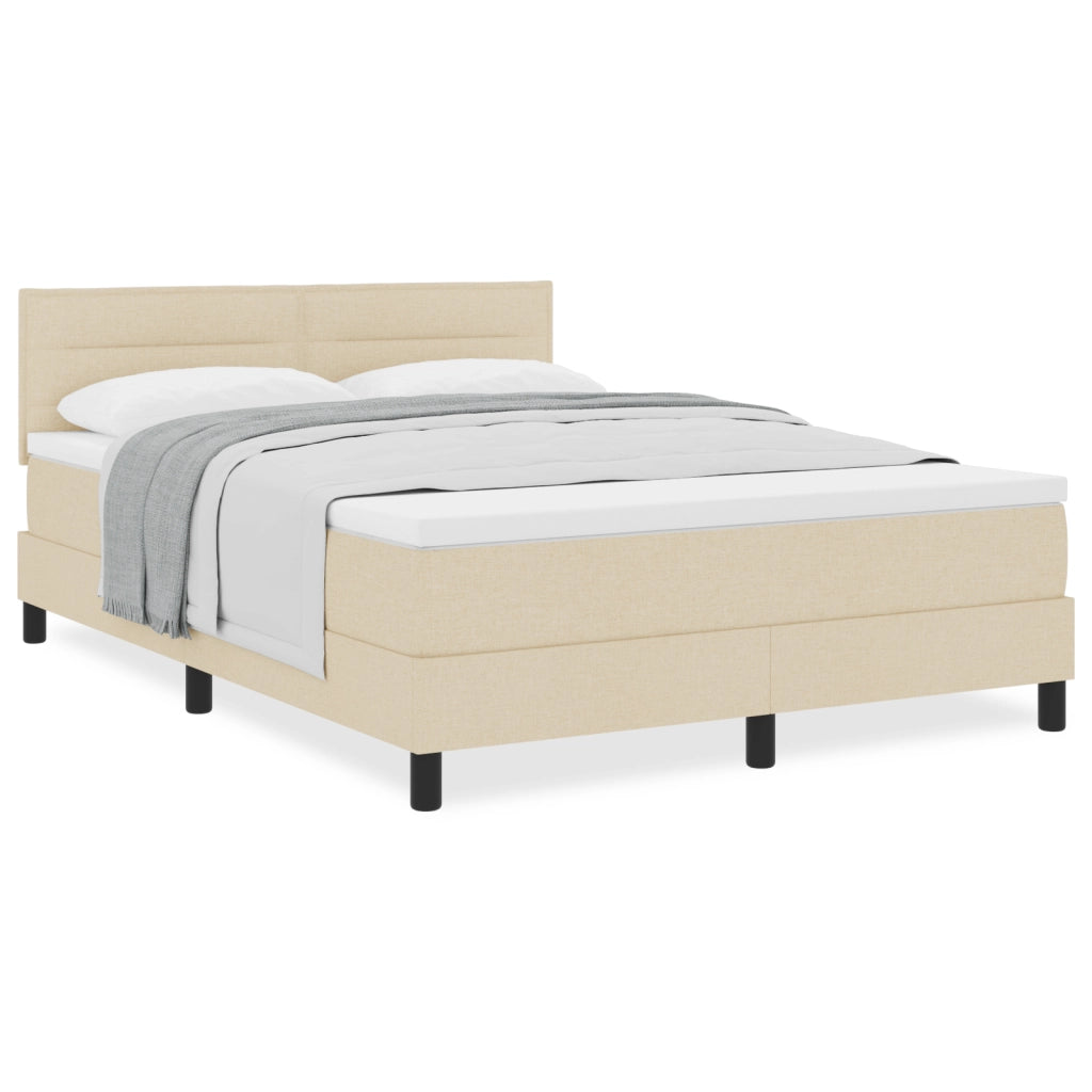 Letto Box Spring con Materasso Crema 140x200 cm Tessuto