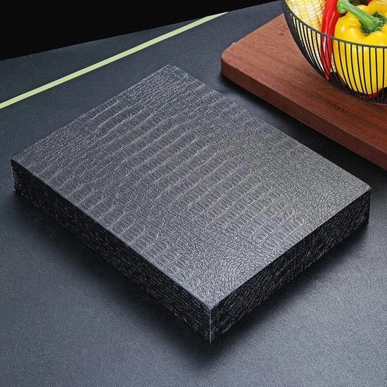 Organizzatori di carrello in legno con lavorazione in pelle nera e accessori da cucina in argento - Organizzatore di posate con carrello