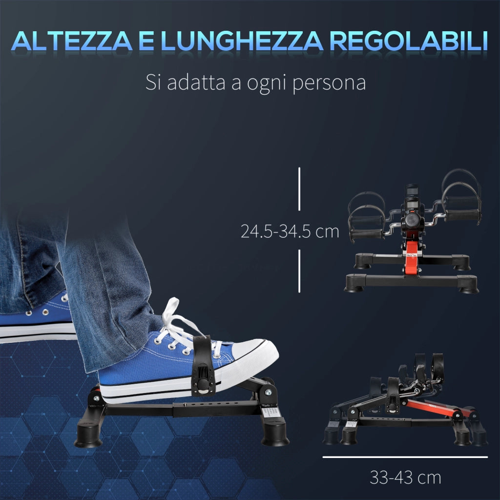 Cyclette per riabilitazione ¨C zephmum ¨C regolabile con display LCD, nera e rossa