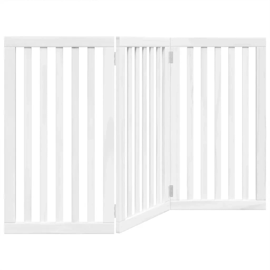 Cancello per Cani Pieghevole 3 Pannelli Bianco 150 cm Pioppo 352246