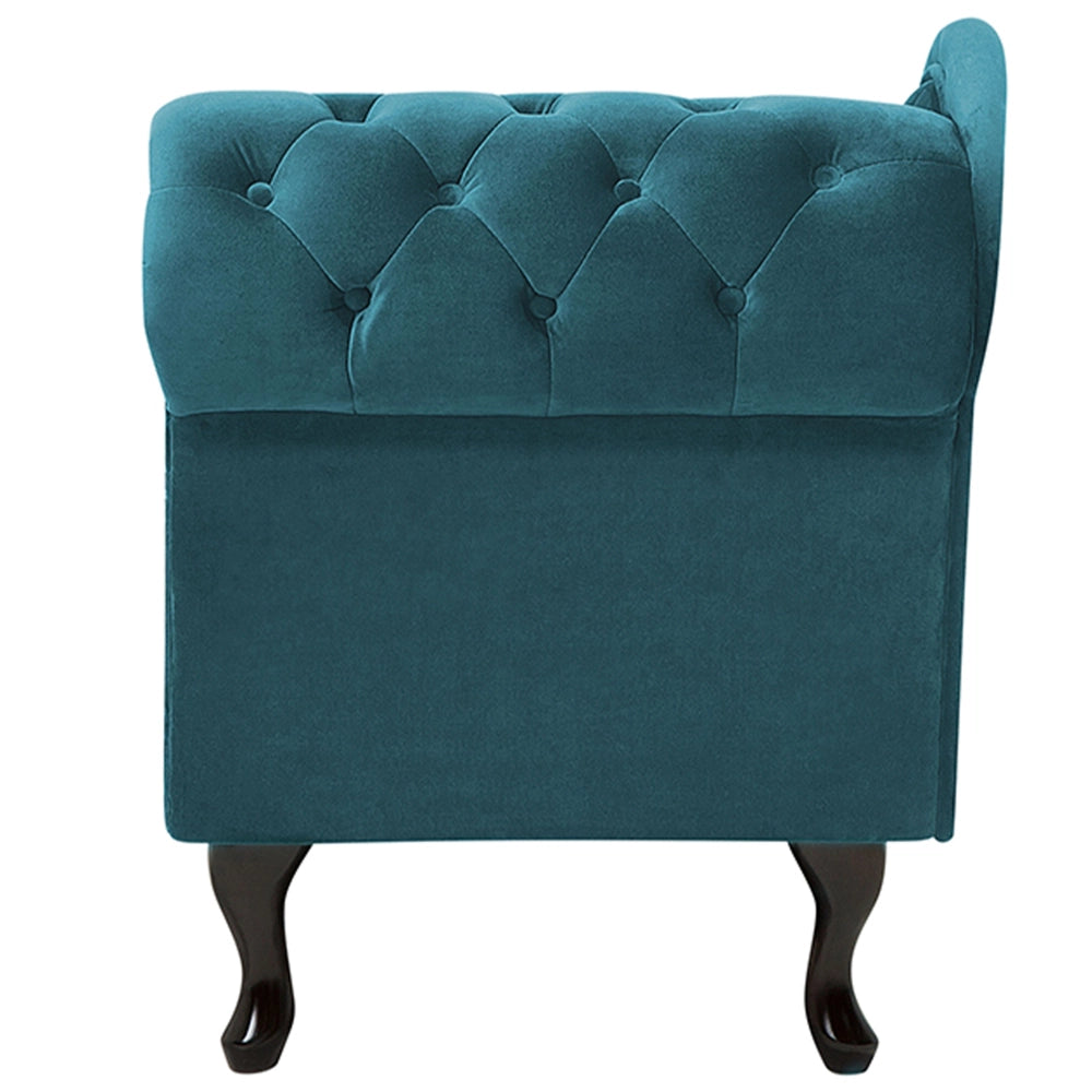 Chaise Longue Velluto di colore Verde Acqua Versione Destra Stile Chesterfield soggiorno camera da letto