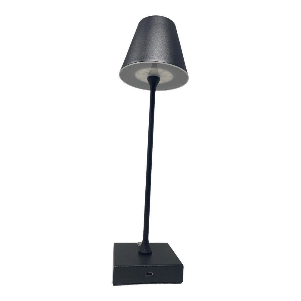 Trade Shop - Lampada Tavolo Ricaricabile Usb 10 Watt 3 Colorazione Di Luce Vari Colori D27-3c - Nero