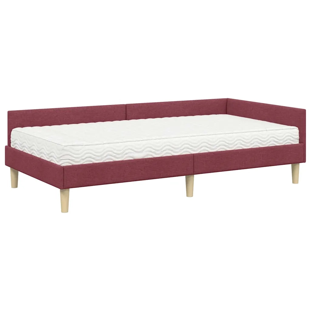 Struttura Letto Angolare con Materasso 2 pcs Grigio Tessuto