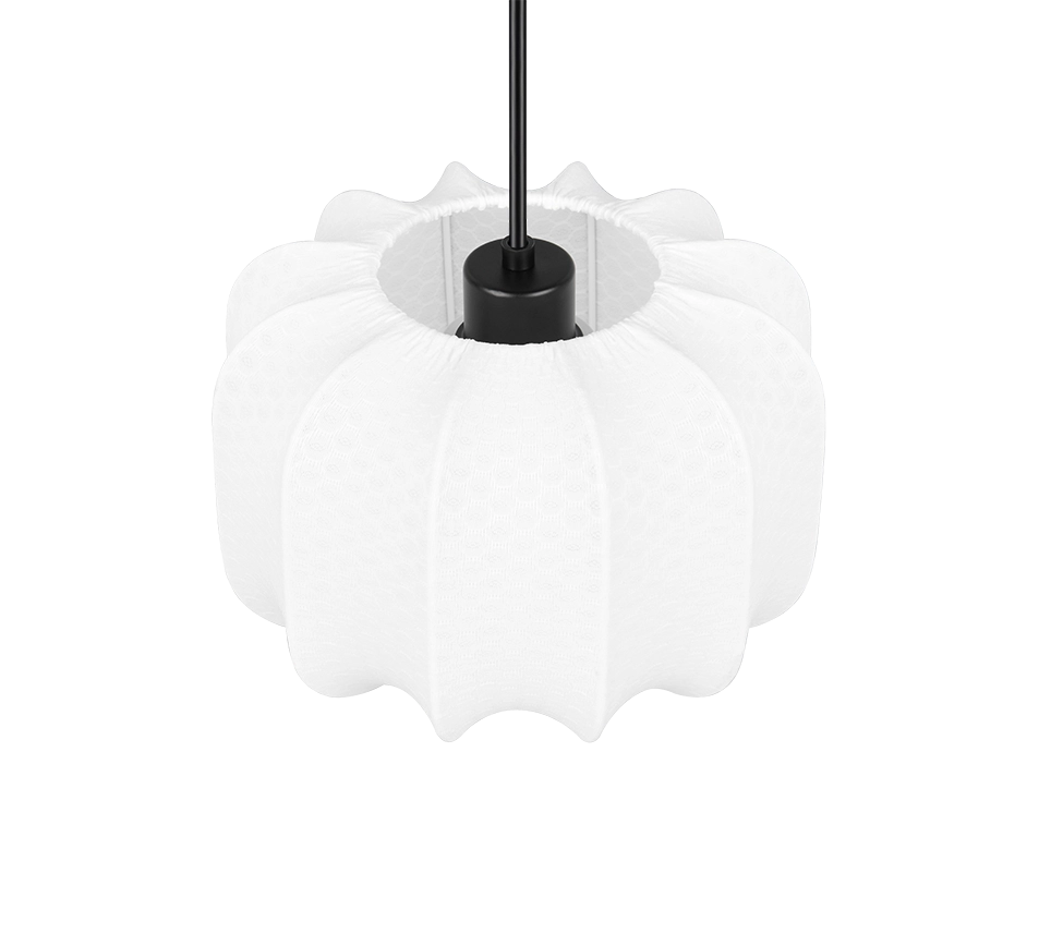 Lampada a sospensione, tessuto e metallo, bianco e nero, D 25 cm, Madeline