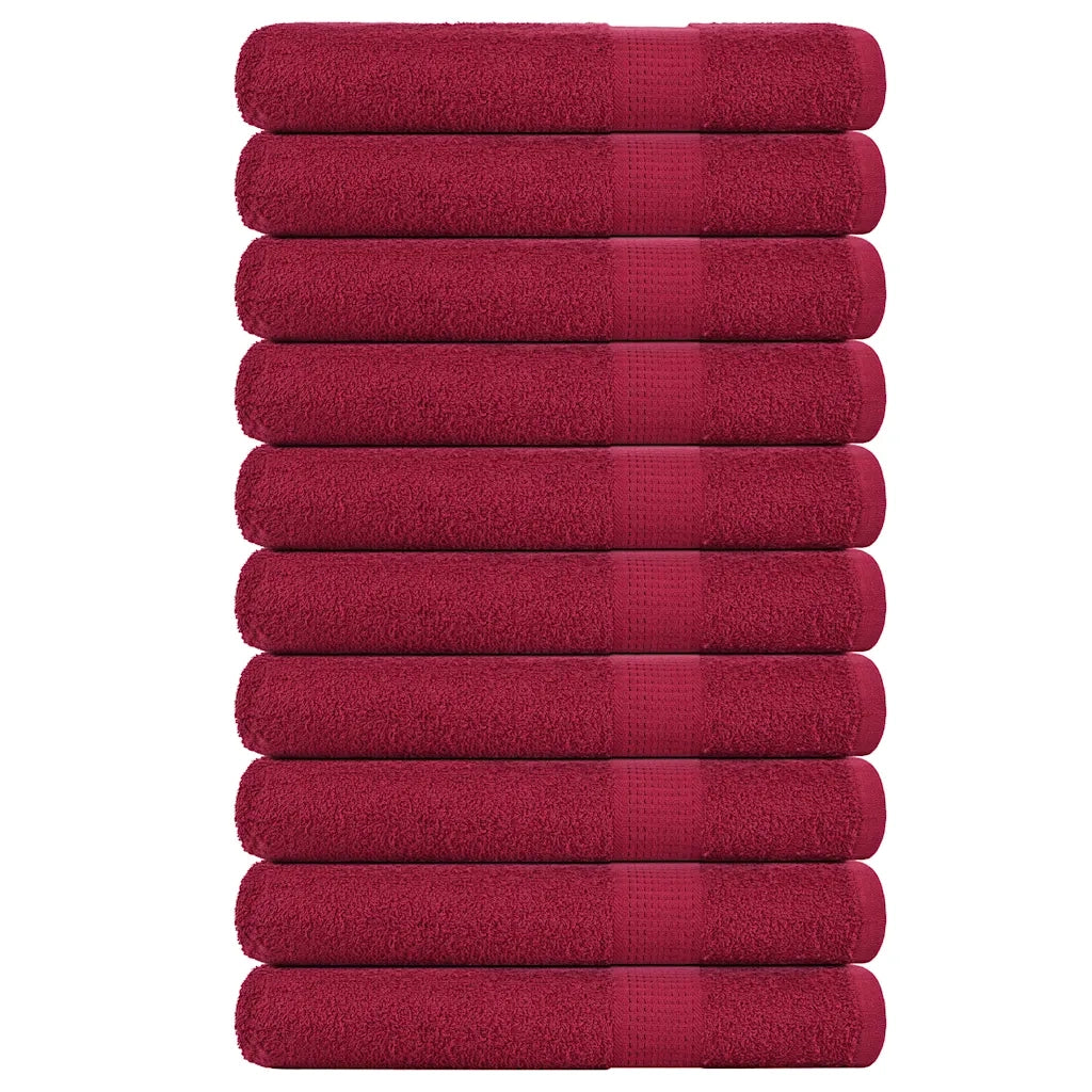 Asciugamani 10 pz Bordeaux 100x200 cm 360 g/mÂ² 100% Cotone