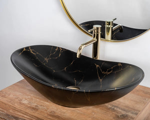 Lavabo Da Appoggio Rea Royal 60 Black Marble Mat