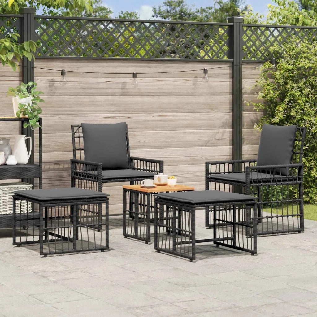 Set di Mobili da Esterno 5 pz | Set Salotto da Giardino Nero e Grigio scuro