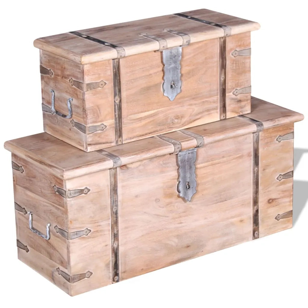 Set 2 Pezzi Cassapanca in Legno Massiccio di Acacia CFW9114725