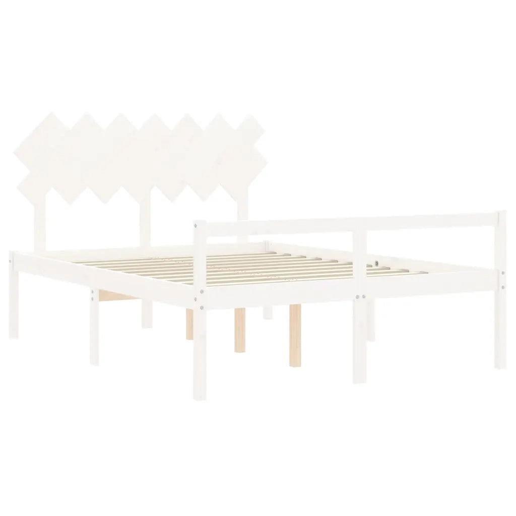 Letto per Anziani con Testiera Bianco 140x190 cm Legno Massello 3195527