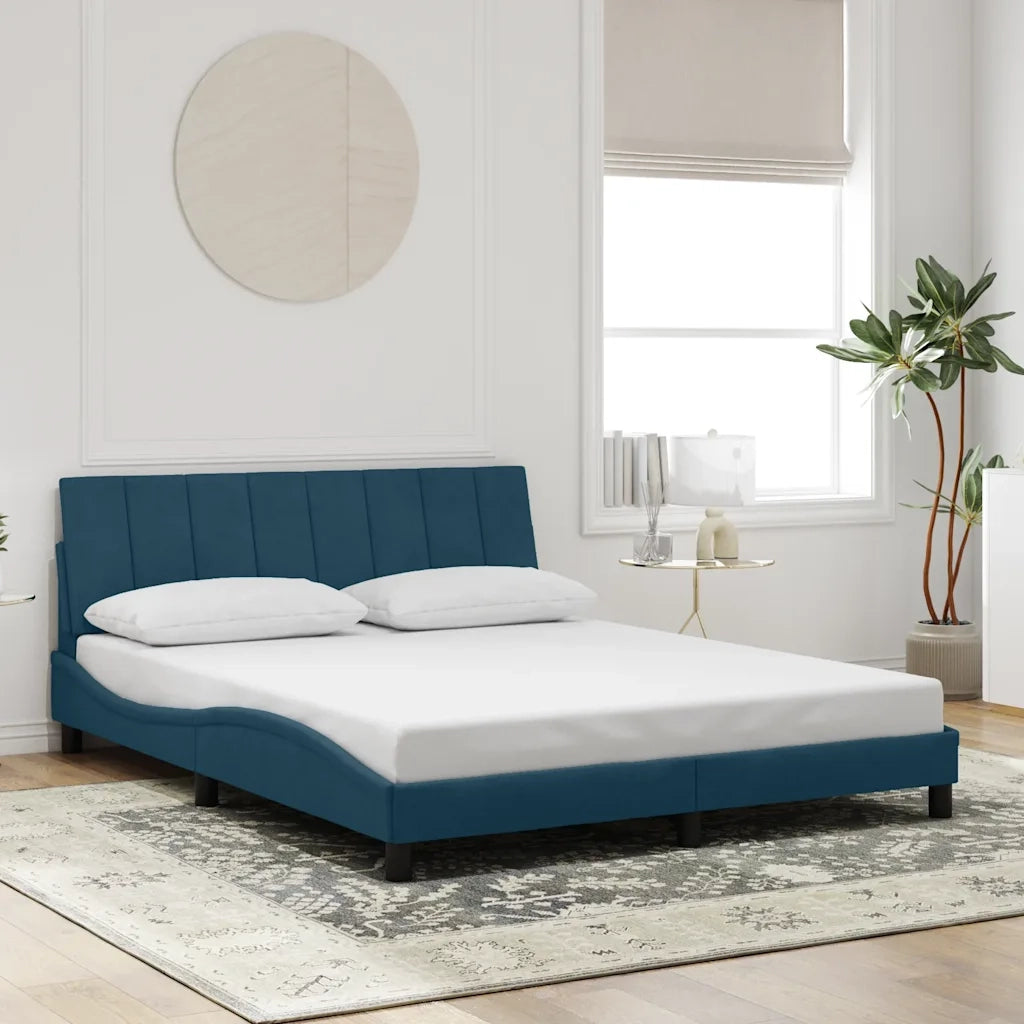 Giroletto con Testiera Blu 160x200 cm in Velluto