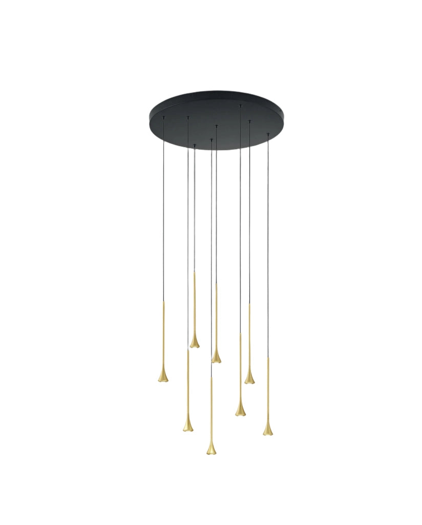 Lampada a Sospensione Susa Ø500mm LED 40W 3540lm 3000K Dimmerabile in metallo Nero e Ottone - Struttura Elegante IP20 Classe 1