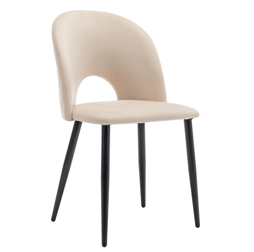 Set 2 sedie da pranzo in velluto beige con schienale