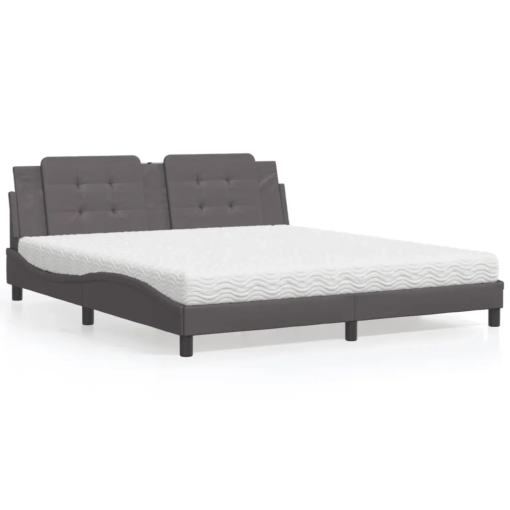 Letto con Materasso Zadar Grigio 180x200 cm in Similpelle 3208883