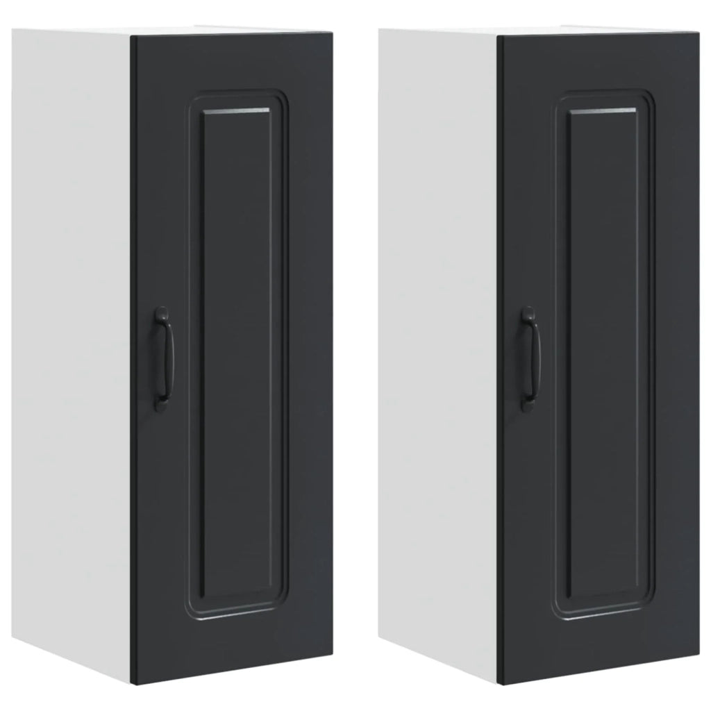 Set di 2 pensili da cucina moderni con ampio spazio contenitivo 30 x 31 x 80 cm in legno composito nero 02_0053686