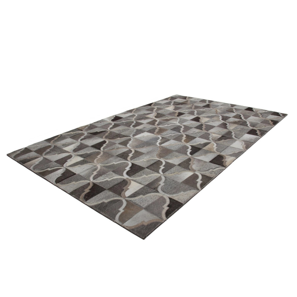 Tappeto Eclipse 300 in pelle cucito a mano grigio