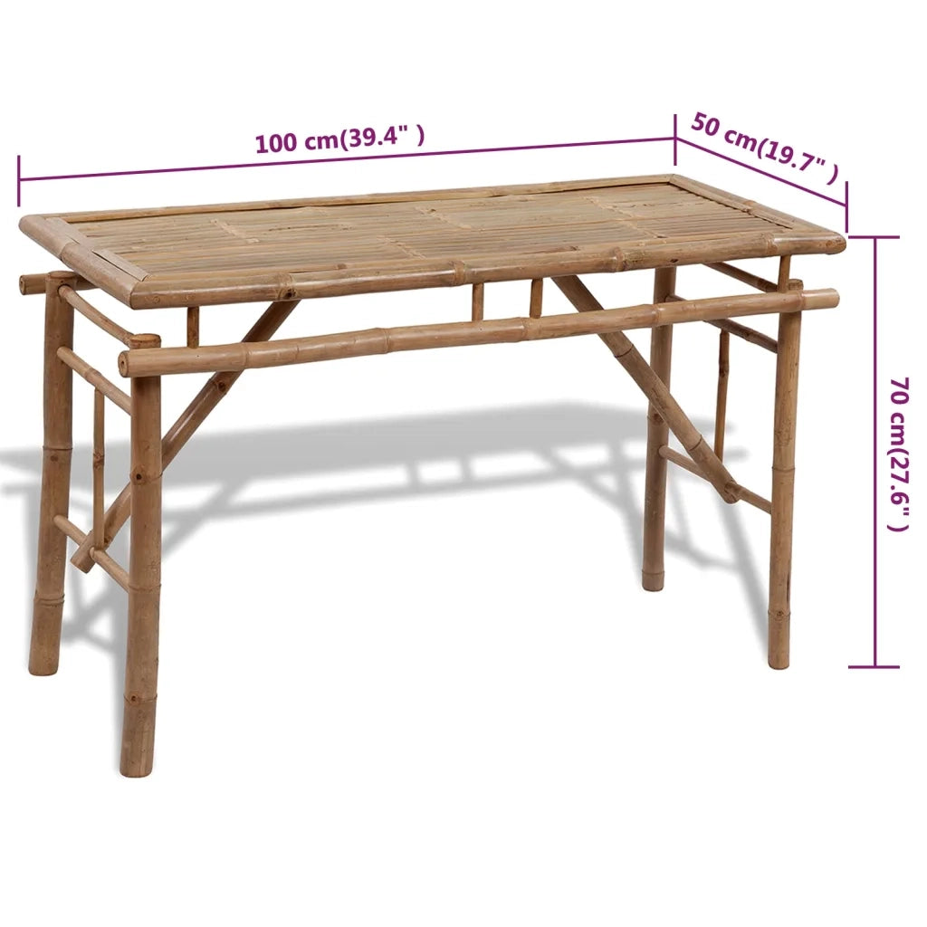 Tavolo da Birreria con 2 Panchine 100 cm in Bambù 41502