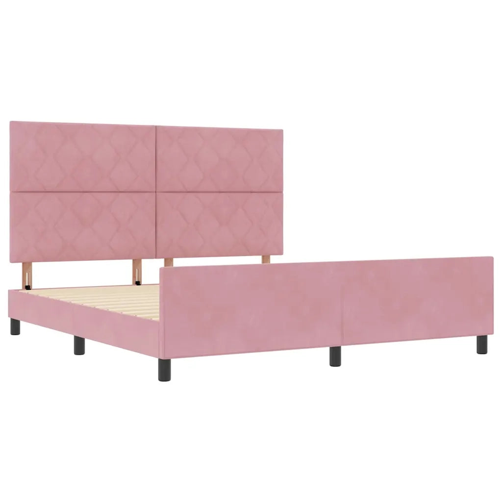 Letto a molle con testiera Rosa 180 x 200 cm Velluto 3345028