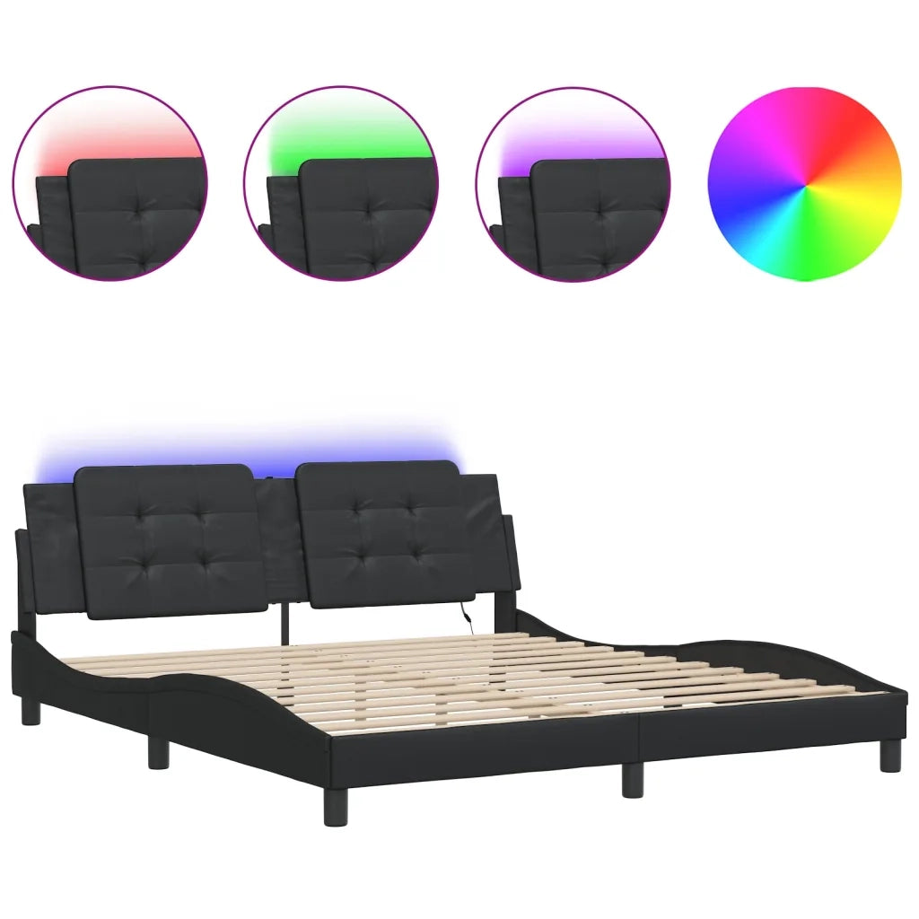Giroletto con LED senza Materasso-Struttura Letto Zadar Nero 180x200 cm