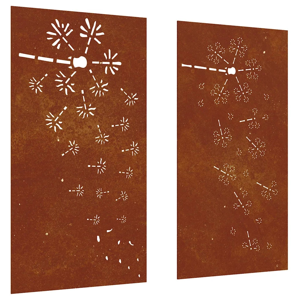 Decorazioni Muro da Giardino 2pz 105x55 cm Fiore Acciaio Cortencod mxl 106676