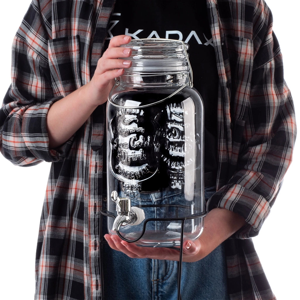 Barattolo KADAX con rubinetto da 4 litri su supporto per limonata, bevande, succhi di frutta, dispenser d'acqua