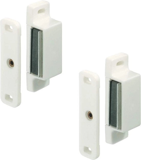 Deurmagneet Magnetico per Mobili e Porte | Plastica Bianca | Inclusi Viti | Tenuta 4 kg | 2 Pezzi