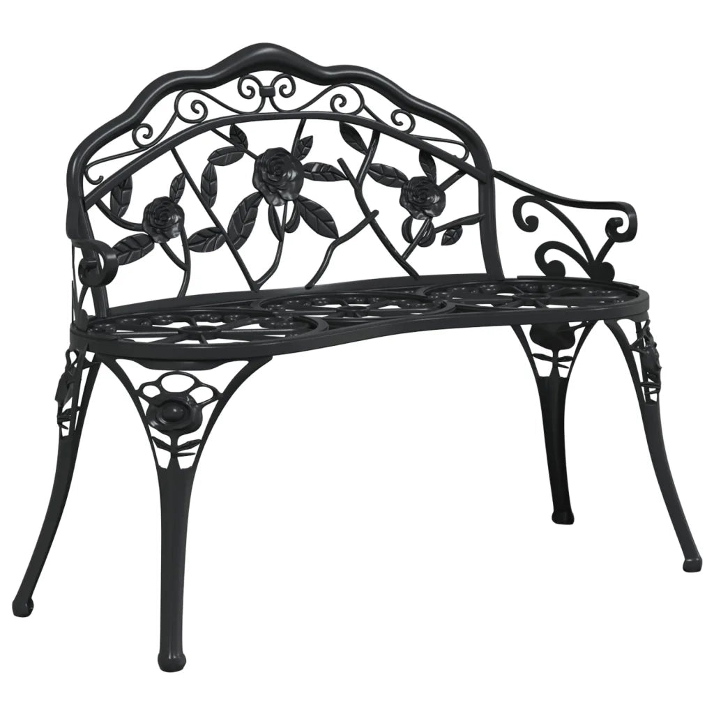 Panchina da Giardino 100 cm in Alluminio Pressofuso Nero 317740
