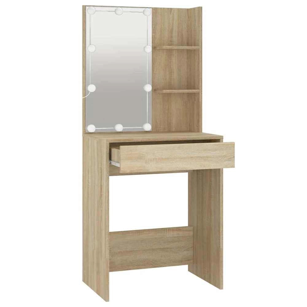 Dressing Table With LED Lighting, Sonoma Oak, 60x40x140 Cm