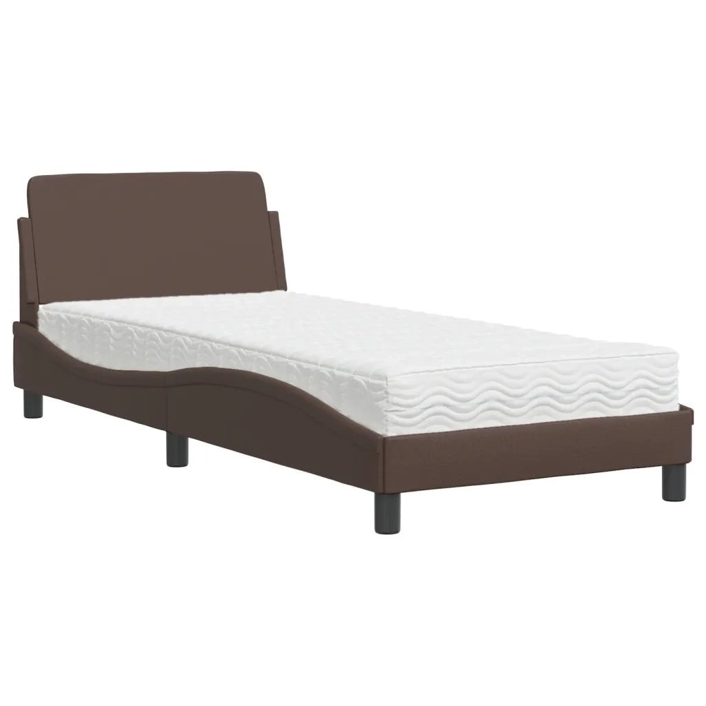 vidaXL Letto con Materasso Marrone 90x190 cm in Similpelle