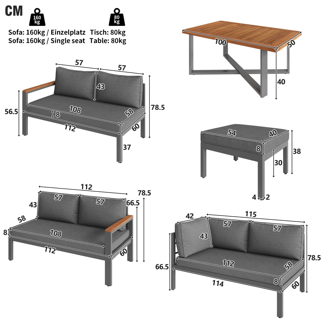 Set Salotto da Giardino 7-8 Posti ¨C MINIMAL ¨C Polyrattan, Metallo, per Balcone e Terrazza