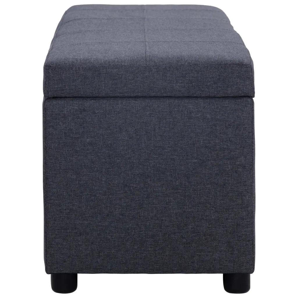 Panca con Vano Portaoggetti-Panca con Contenitore-Sgabello 116 cm Grigio Scuro in Poliestere