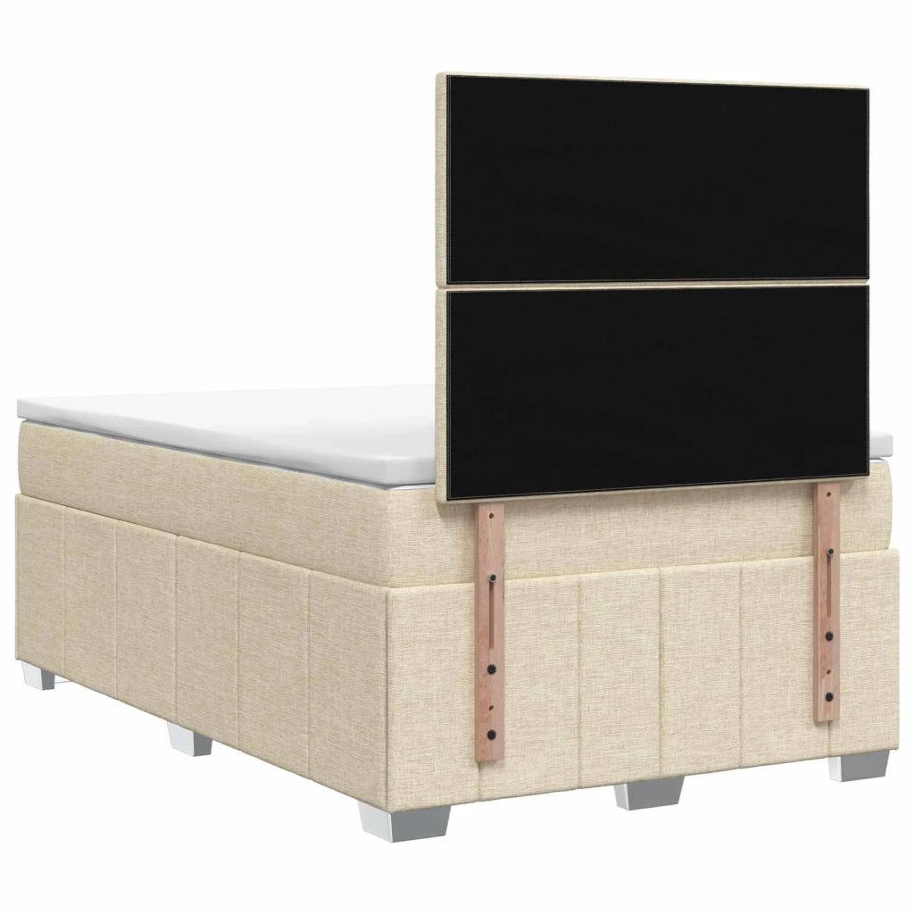 Letto Box Spring LED con Materasso Crema 120 x 190 cm Tessuto 3455568