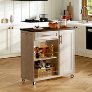 Carrello da Cucina con Piano in Legno ¨C MINIMAL ¨C Sonoma, Cassetto, Ripiani, 90x62x90 cm