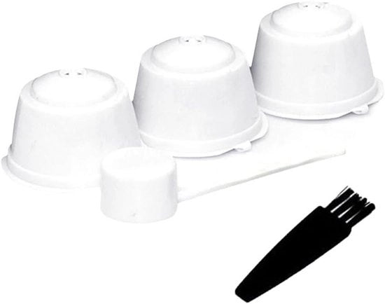 Capsule navulbare per Dolce Gusto - Set di 3 + Navicella e Spazzola di pulizia in Bianco