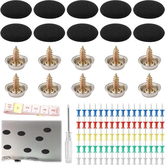 Set di viti universali per tetto auto con 65 pezzi, set di sostituzione di viti a punta con viti e chiave a mano.